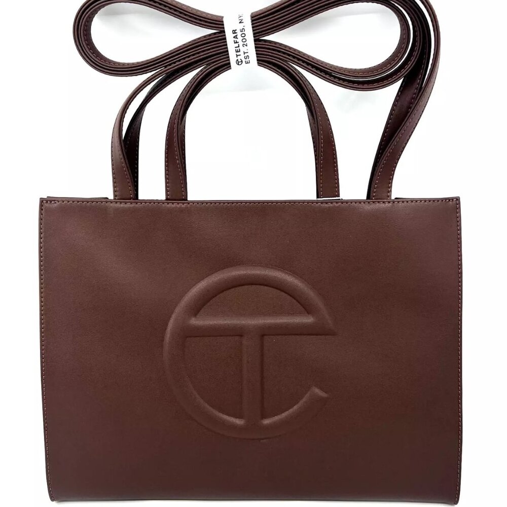 Telfar Medium Shopping Tote Bag Handbag Vegan Leather Chocolate Brown w/ Dustbag